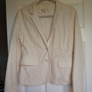 Cotton cream color eyelet jacket